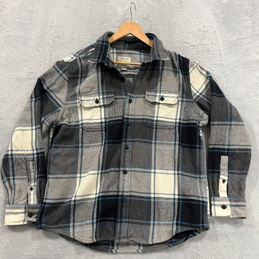 American Eagle Shirt Mens XL Flannel Button Up‎ Western Cowboy Retro Barn